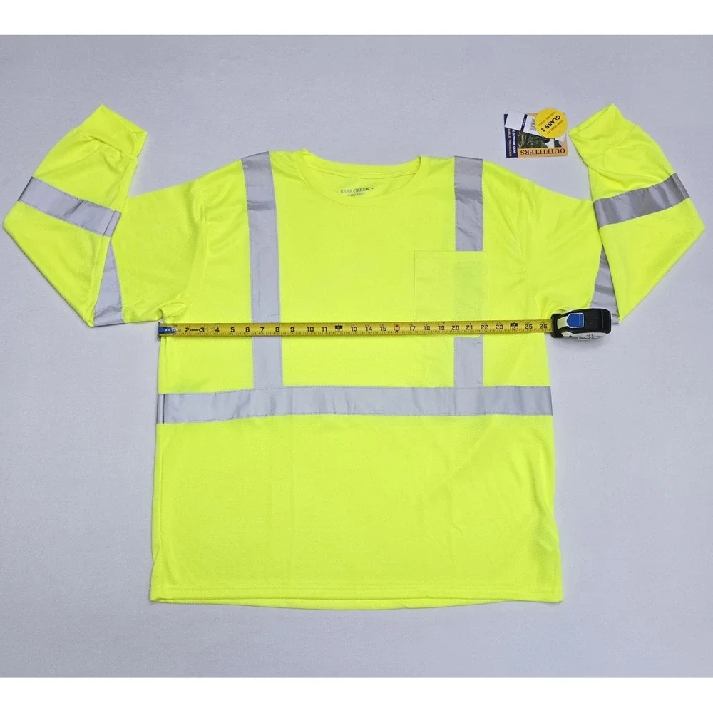 Bass Creek Outfitters Hi Vis Long Sleeve Shirt Neon Yellow Class 3 2XL BO451167